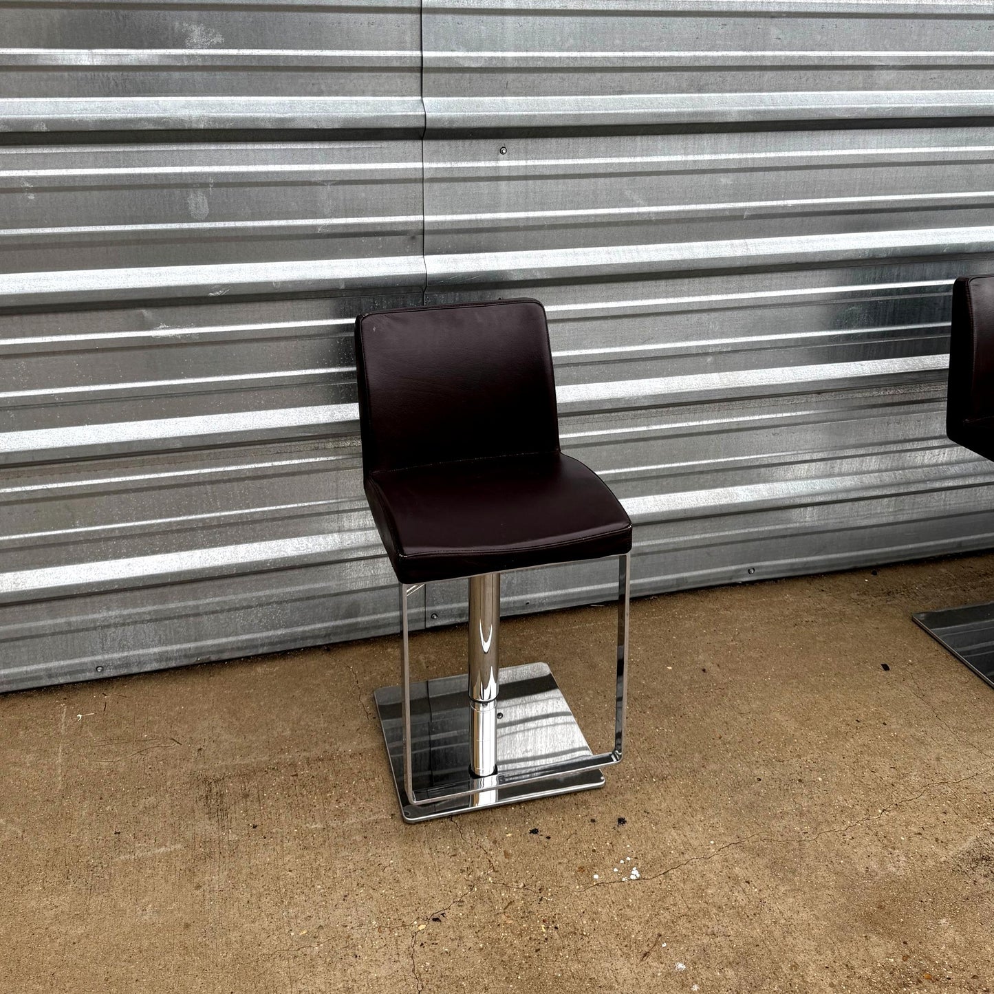 Set of 4 Brown Faux Leather Adjustable Bar Stools