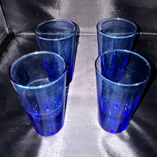 Set of 4 Blue Water Glasses