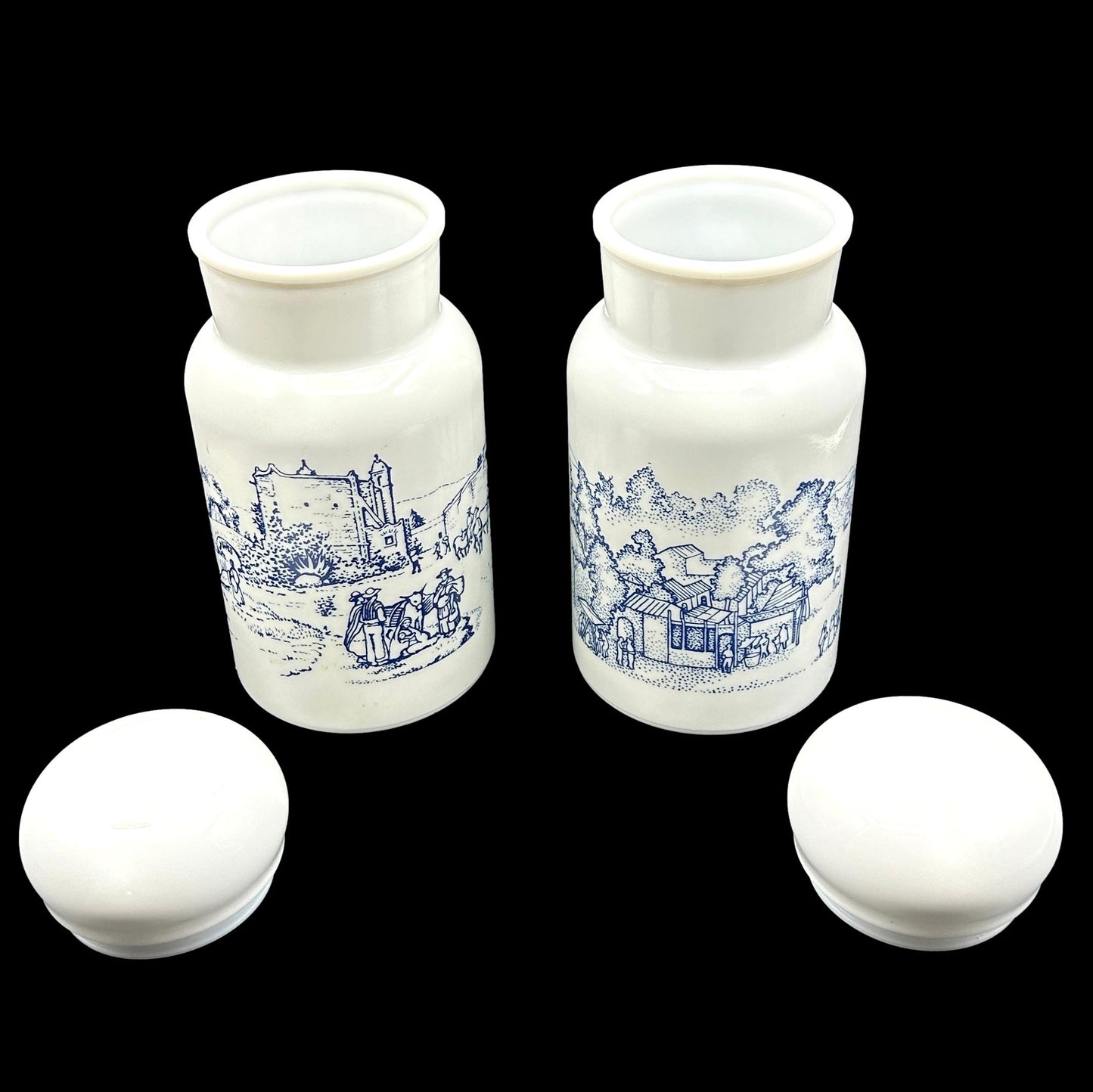 Pair of Apothocary Milk Glass Jars