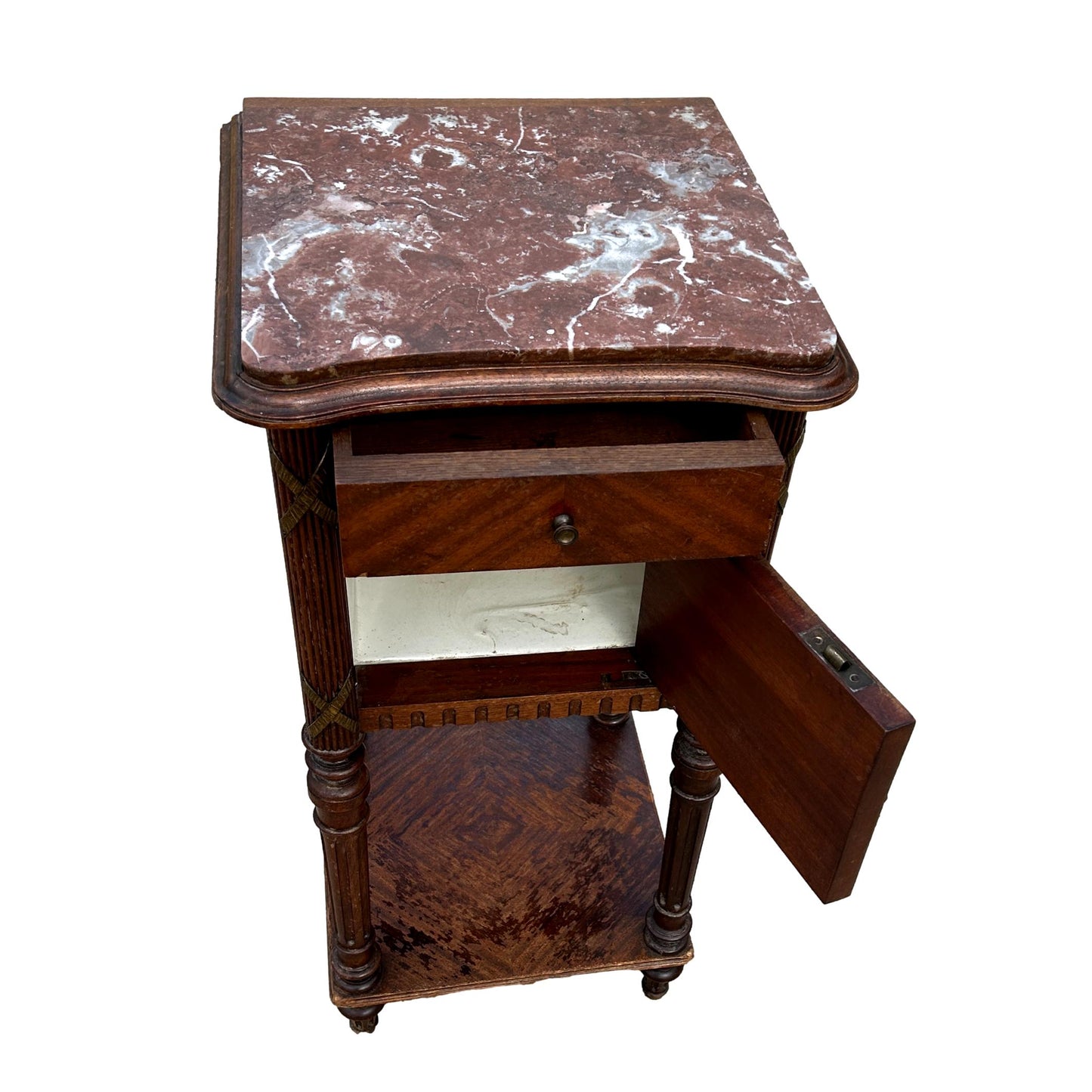 Vintage Marble Top Wash Basin Lined Inside with Porcelian