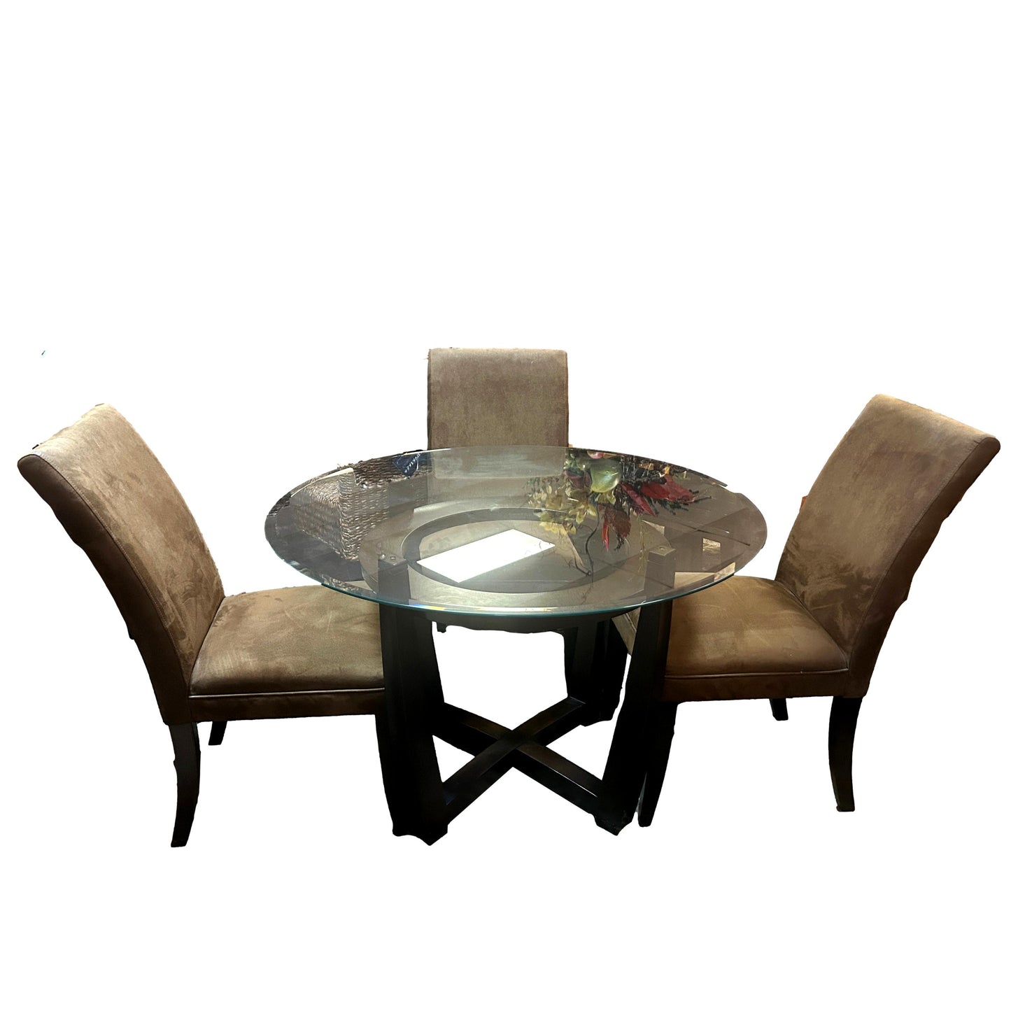 Round Glass Top Dining Table W/ Chairs