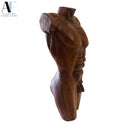 HAND-CARVED WOOD MALE TORSO