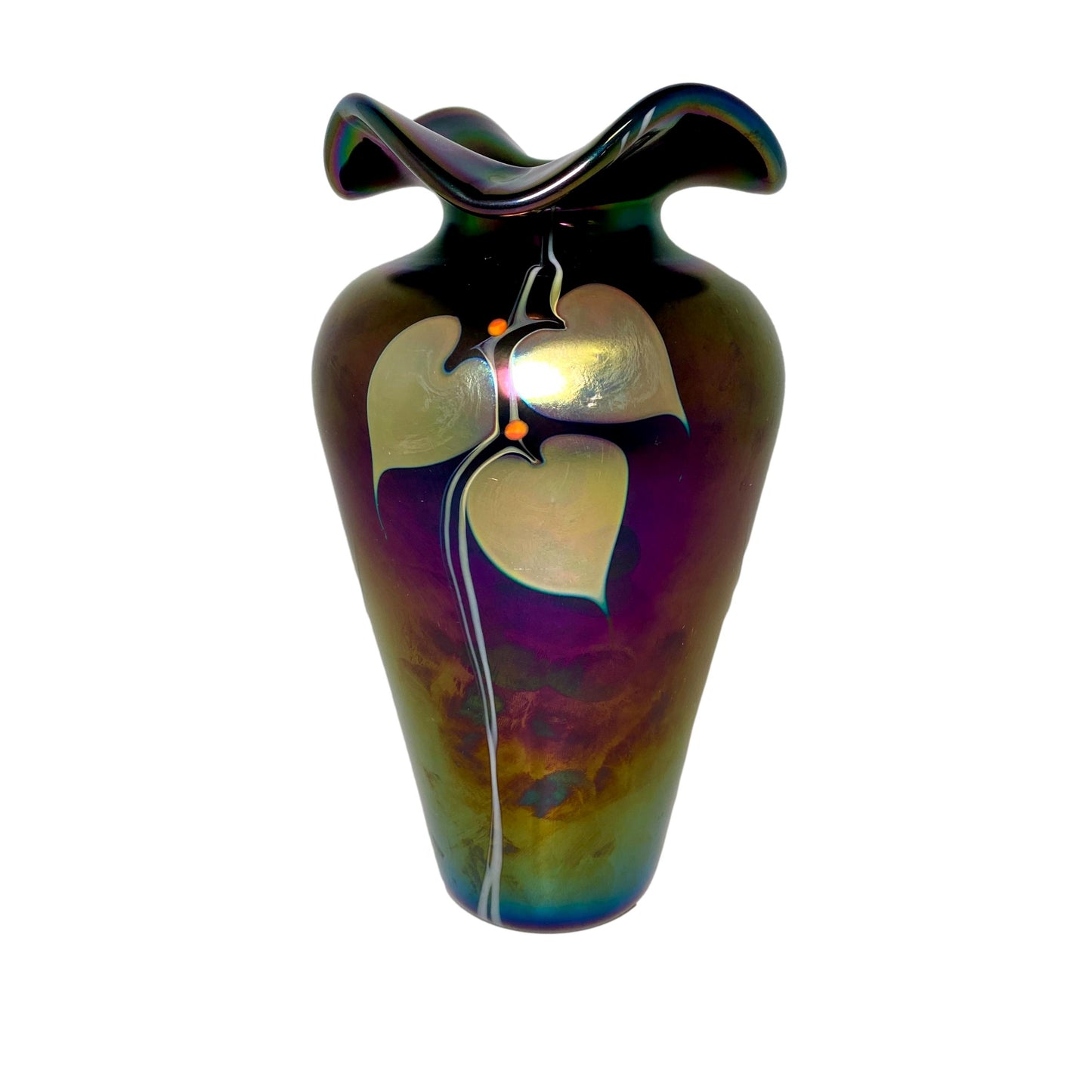 Abelman Art Glass Iridescent Vase