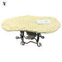 MARBLE SERVING RISER METAL LEAF BASE