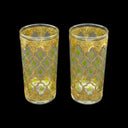 Set of 2 Vintage MCM Culver Valencia 22K Green & Diamond Highball Glasses