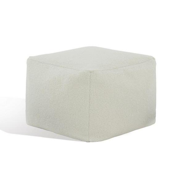 Samuels White Pouf Ottoman