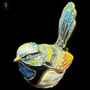 JEWELED ENAMEL BIRD TRINKET BOX