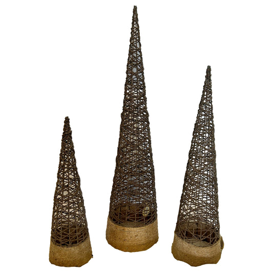 Set of 3 Wicker Cones