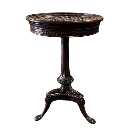 Tripod Pedistal Table in Carved Wood