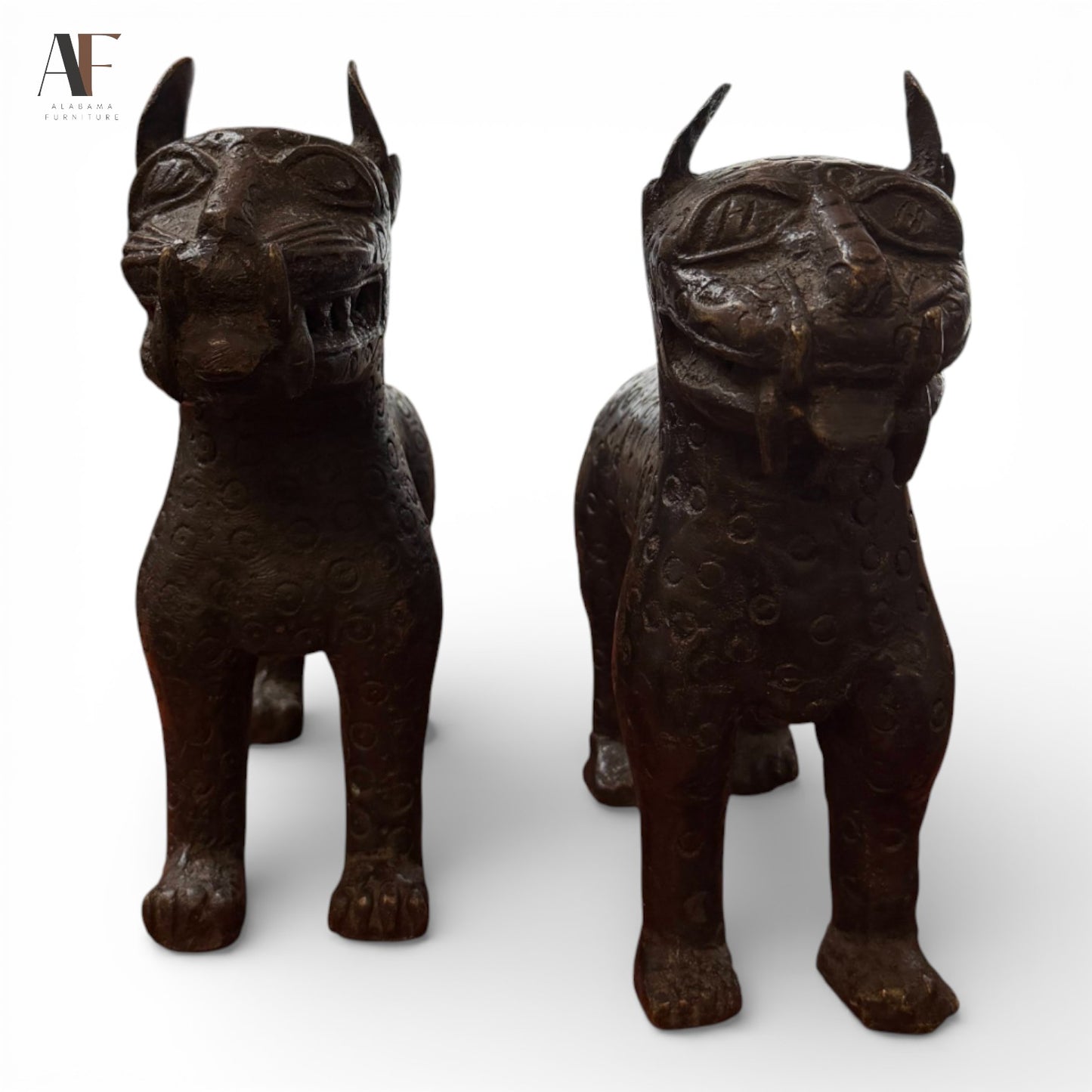 BRONZE DOGS SCULPTURES (PAIR)