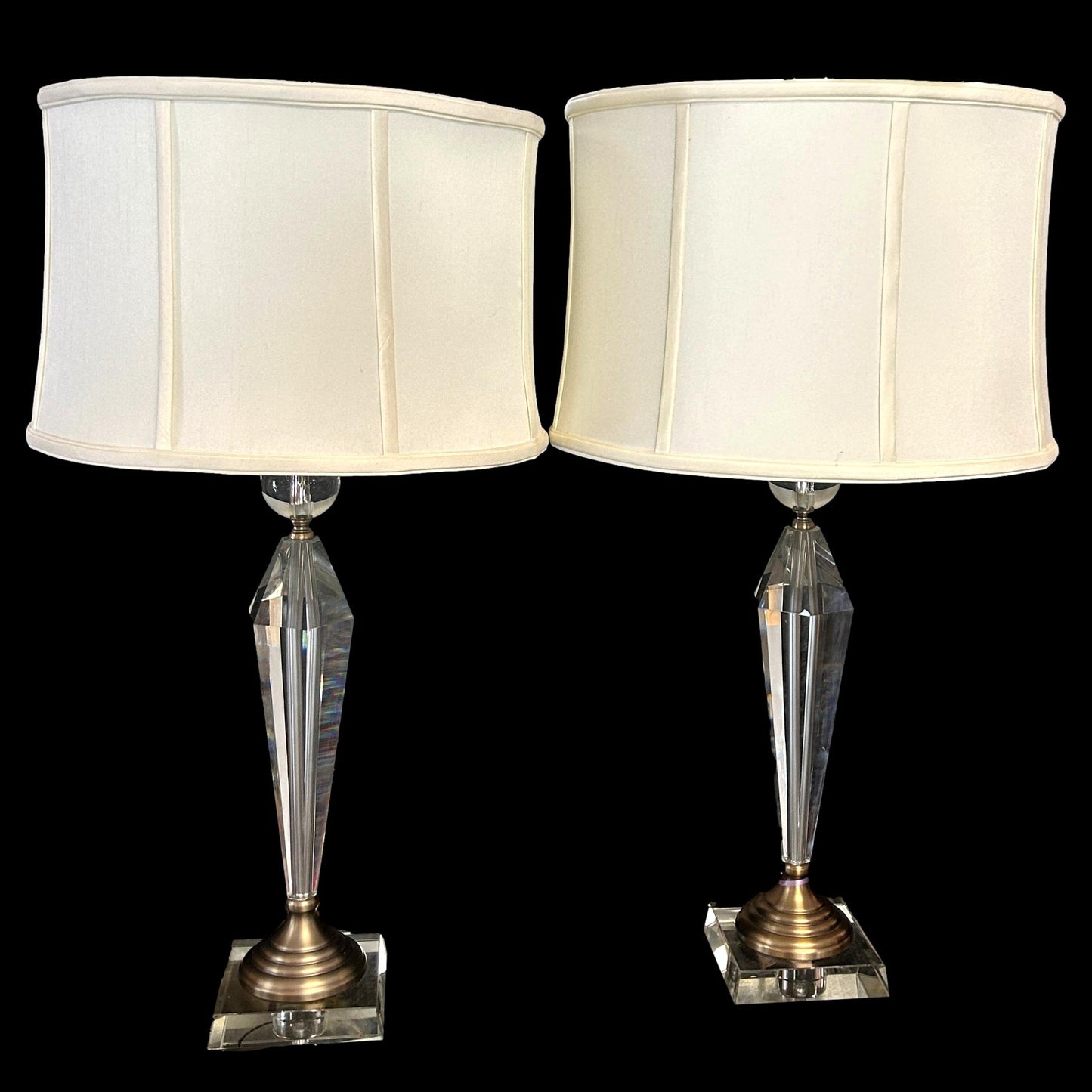 Pair Of Crystal Lamps