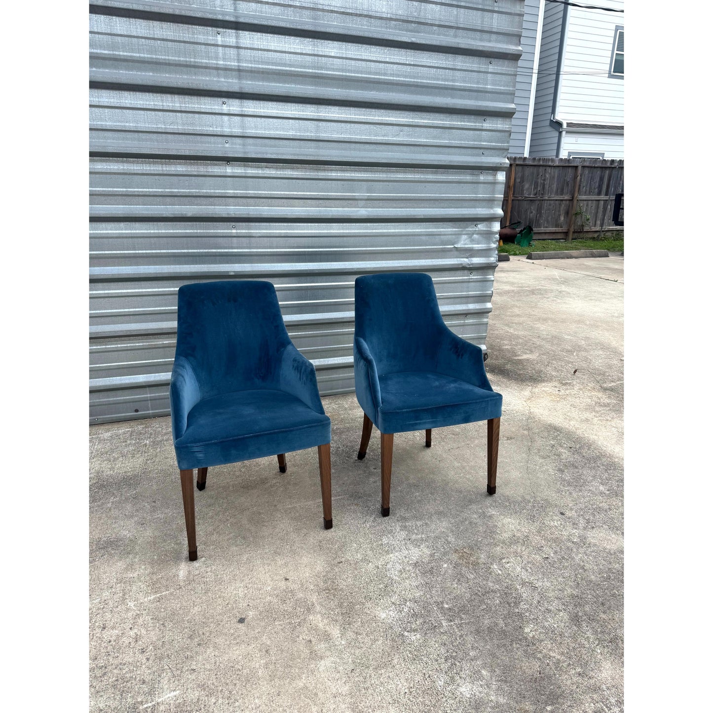 Pair of Blue Velvet Side Chairs