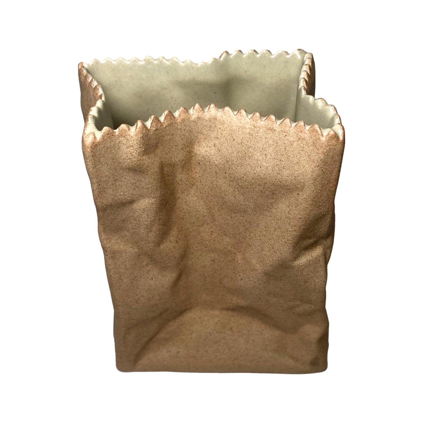 "Do not litter"  Brown Paper Ceramic Bag Vase