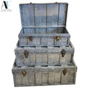 SET OF 3 METAL TRUNK
