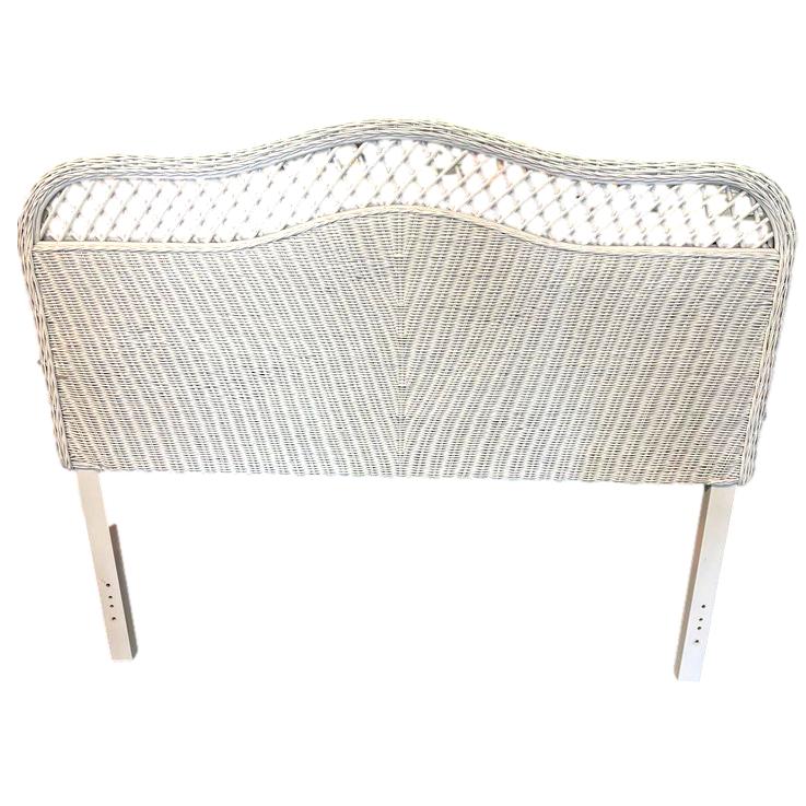 White Wicker Queen Headboard