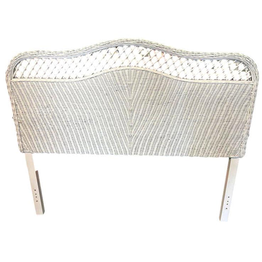 White Wicker Queen Headboard