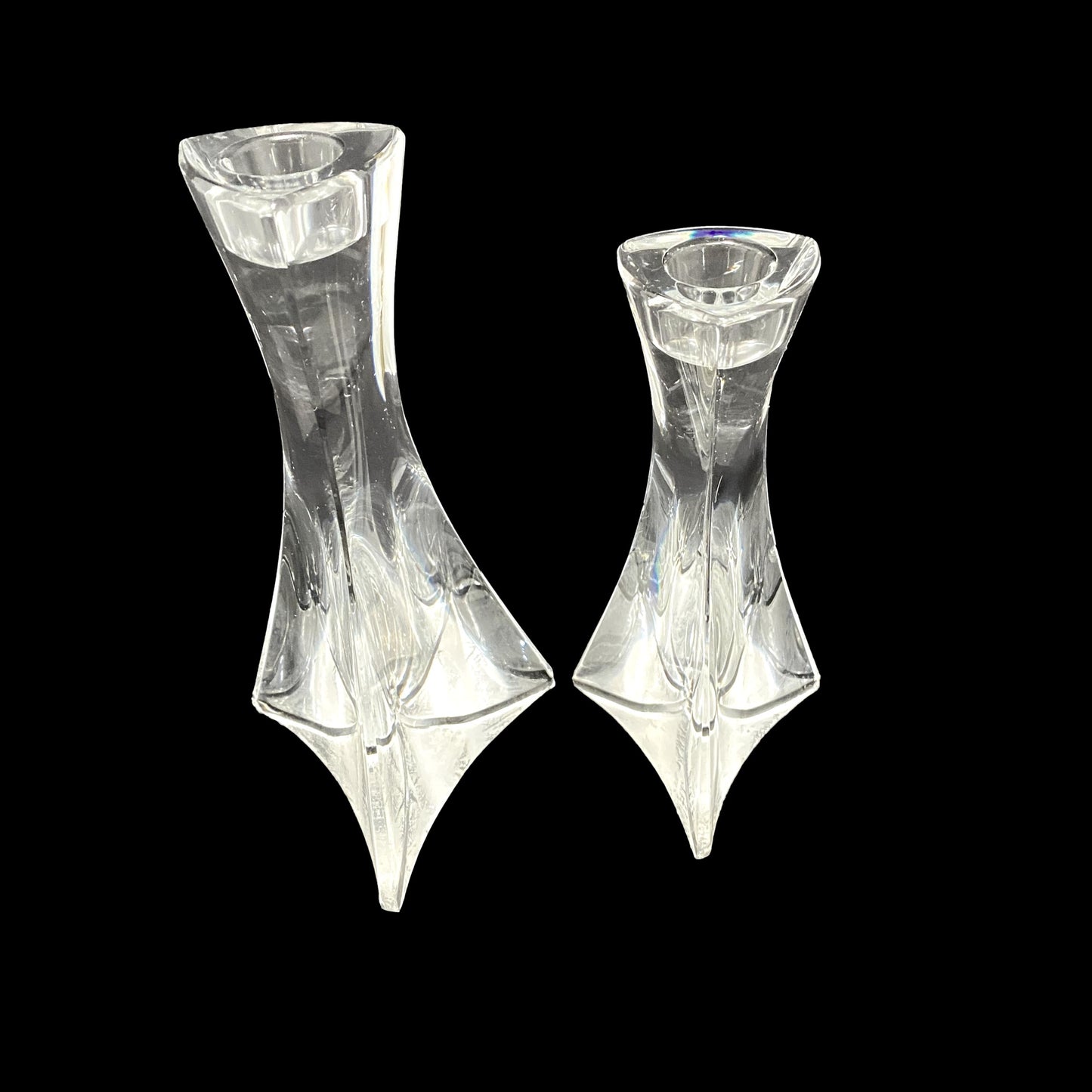 Pair of Glass Candleholders