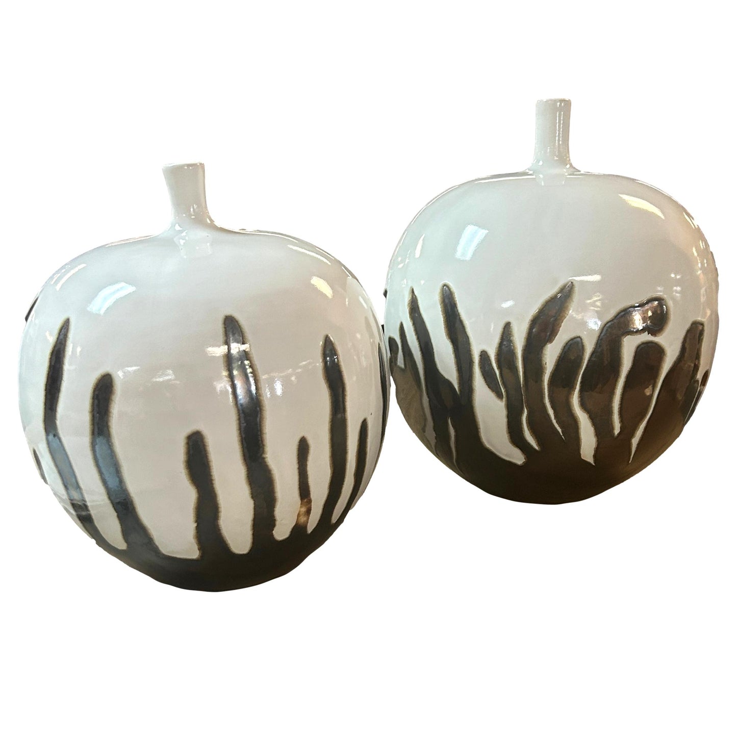 Pair of White Glazed Vases