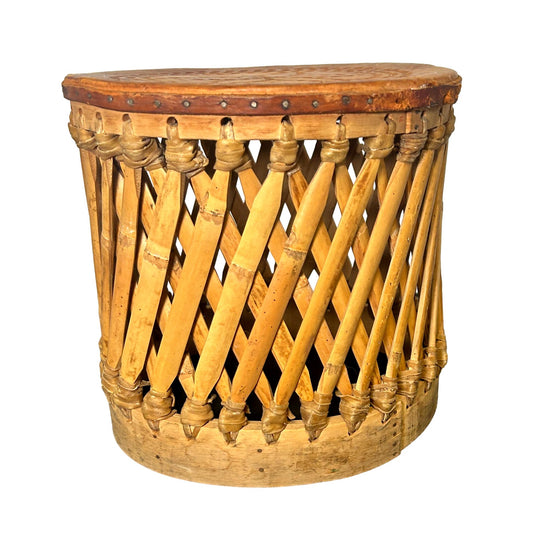 Vintage Bamboo and Leather Drum