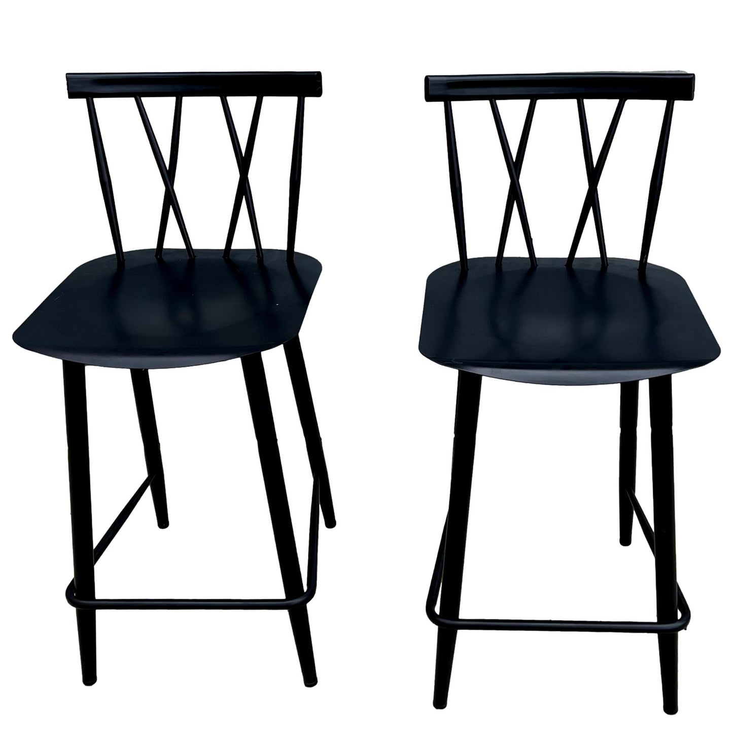 Pair of Black Aluminum Counter Stools