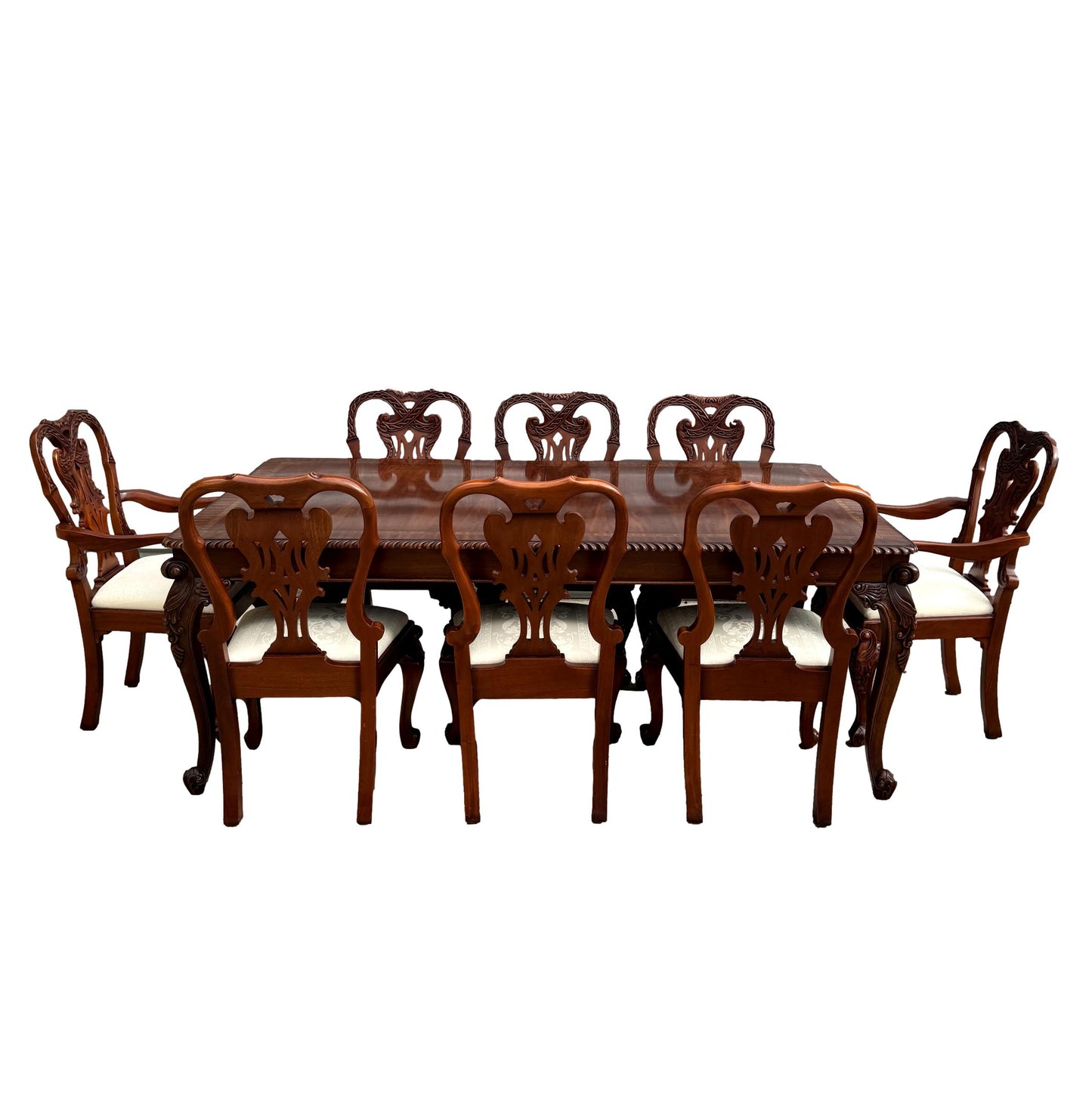 Mahogany Chippendale Table w/ 8 Chairs