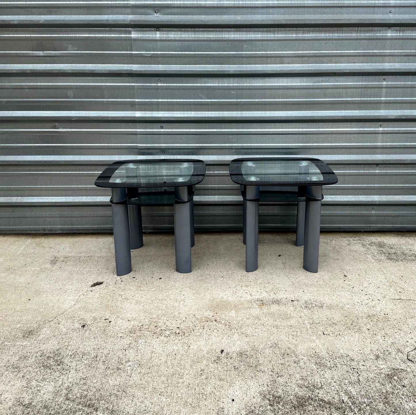 Pair Of Glass Top End Tables