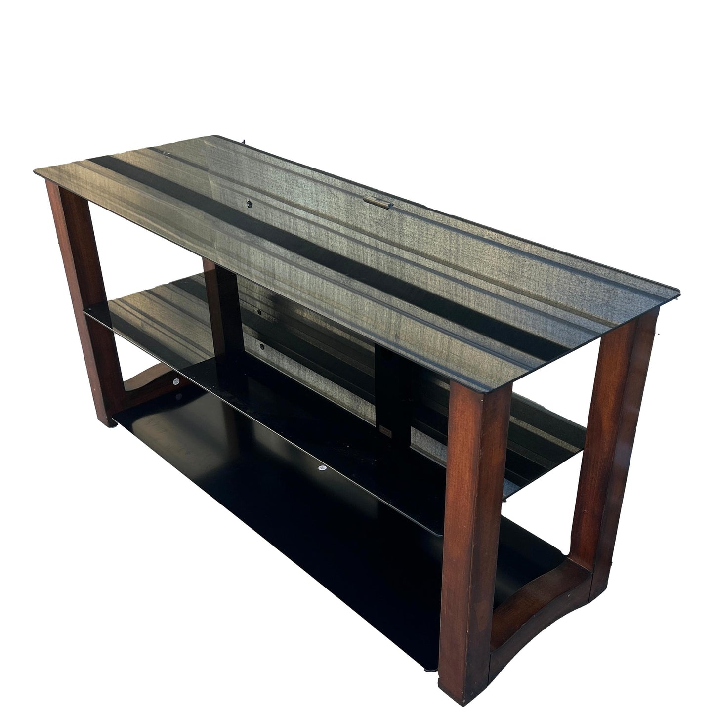 3 Tier Black Glass Entertainment Console