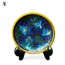 BLUE AND GREEN CLOISONNE PLATE