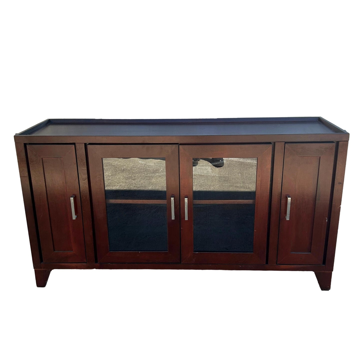 Wood And Glass Entertainment Console