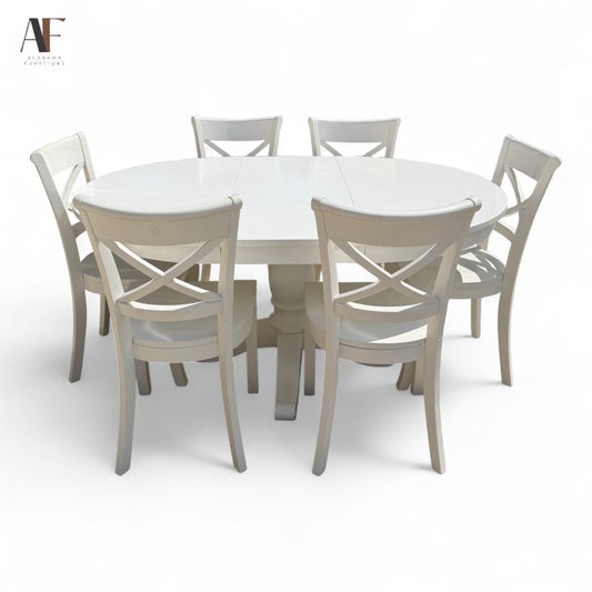 CRATE & BARREL TABLE W/ 6 CHAIRS