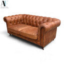 PASARGAD HOME LEATHER CHESTERFIELD SOFA & LOVESEAT