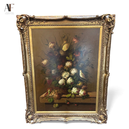 OIL ON CANVAS STILL LIFE PAINTING