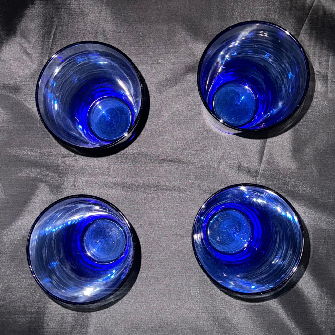 Set of 4 Blue Water Glasses