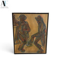 MOSHE KATZ MIXED MEDIA PAINTING -ISAELI RABBIS DANCING IN JERUSALEM C.1950