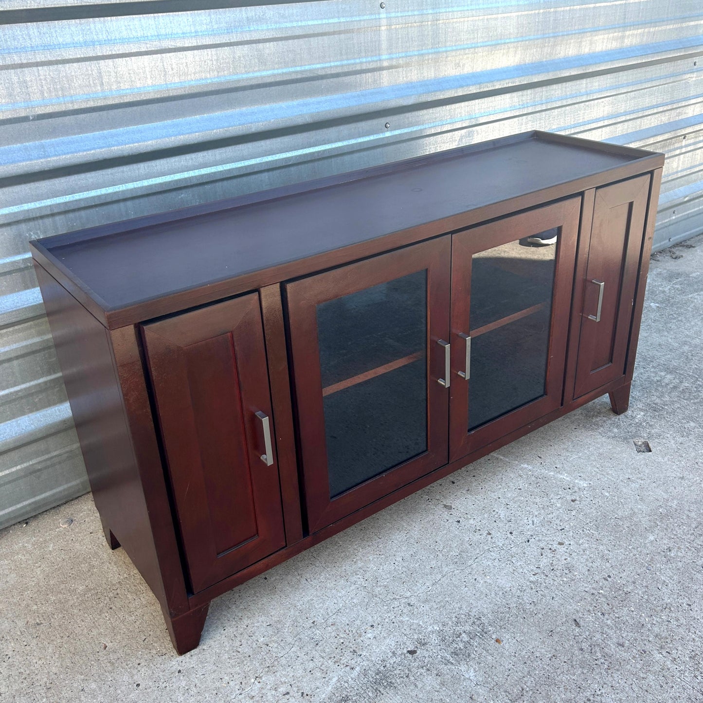 Wood And Glass Entertainment Console