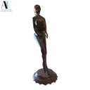 HAND-CARVED WOOD FEMALE SCULPTURE