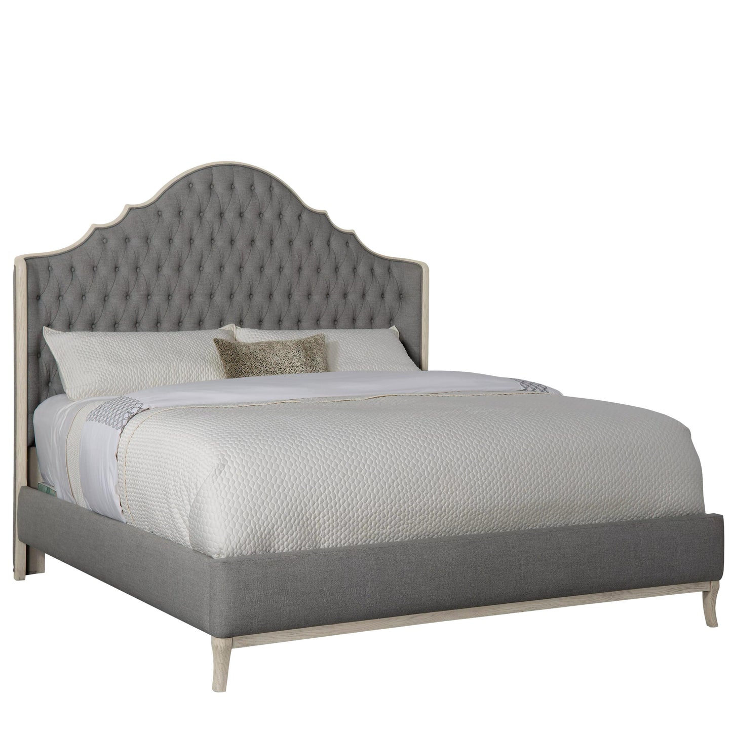 Reverie Upholstered Gray Tuffet King Bed