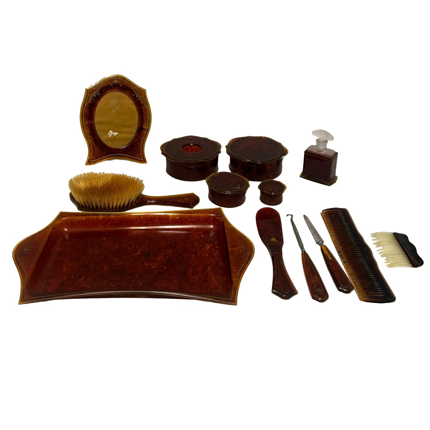 Victorian Celluloid 13 Piece Vanity Set