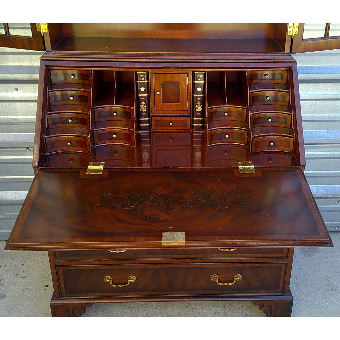 Chippendale Style Secretary Desk with Bookcase Top