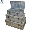 SET OF 3 METAL TRUNK
