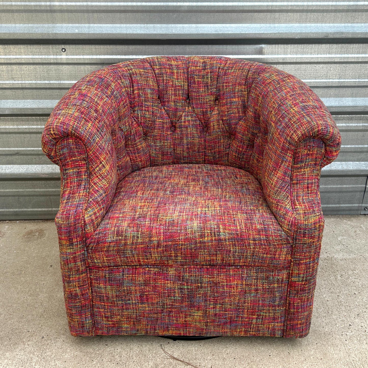 Vintage Upholstered Swivel Club Chair