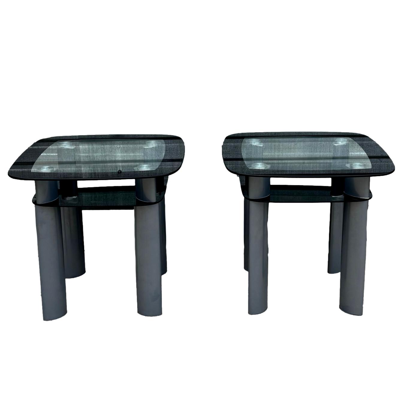 Pair Of Glass Top End Tables