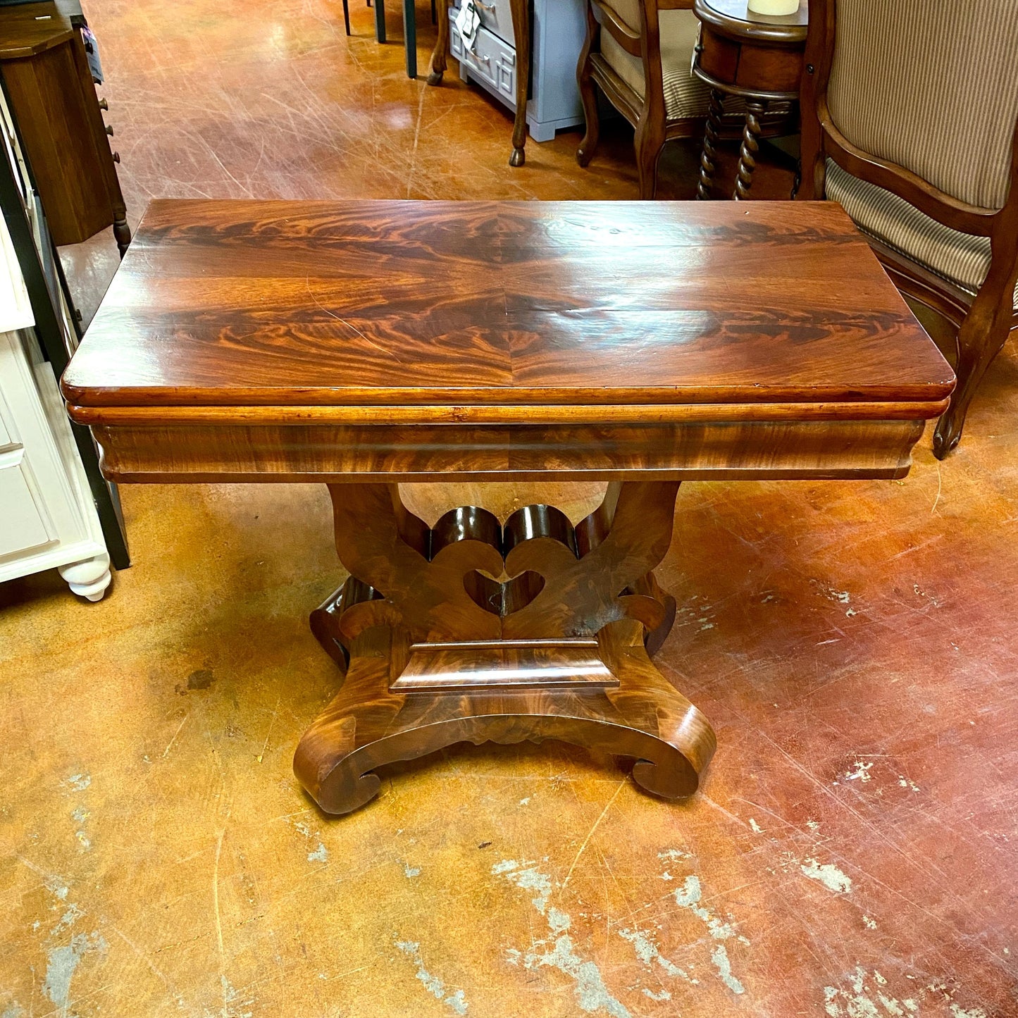 Empire Crotch Mahogany Flip Top Game Table