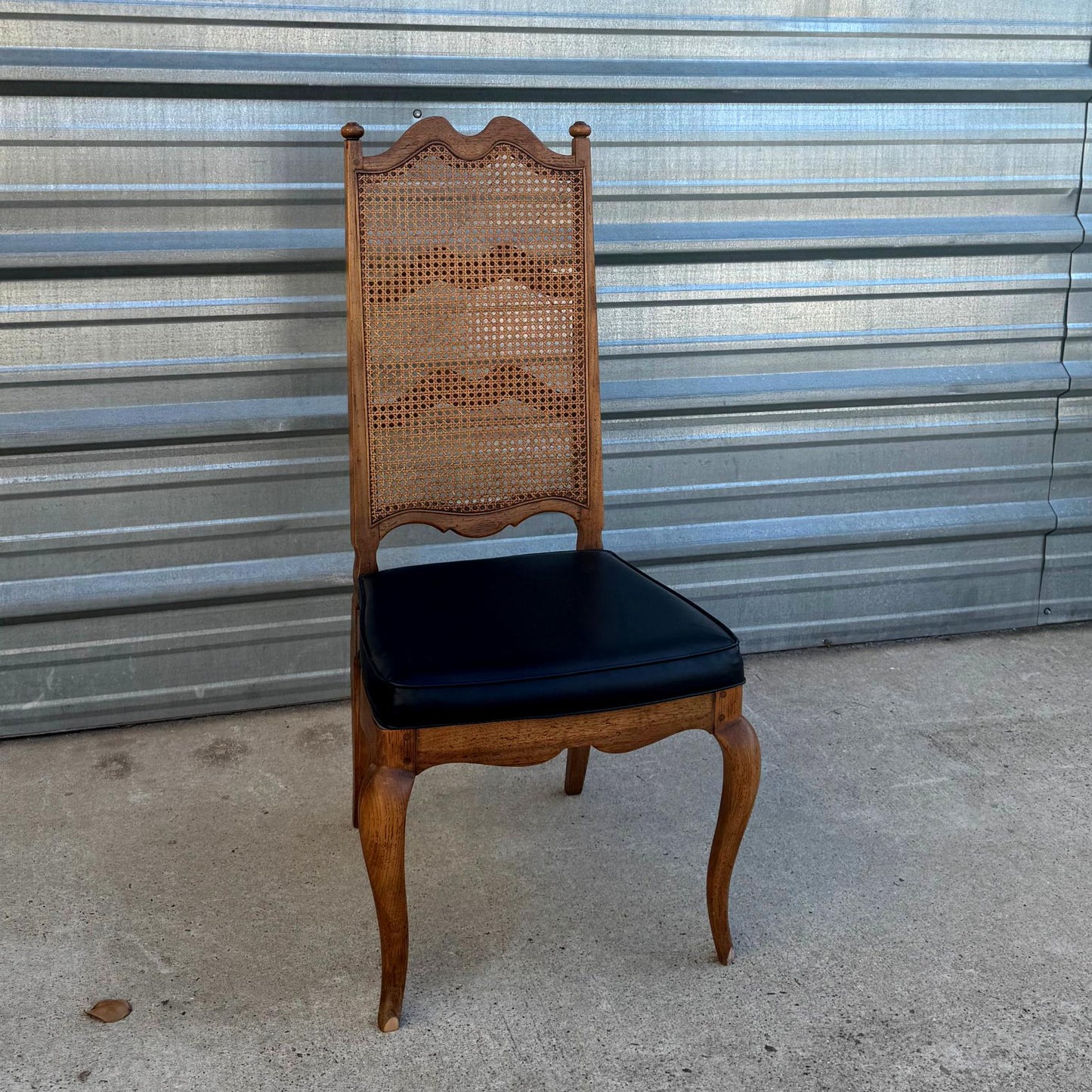 Tiger Oak  Desk W/ Rattan Back Leather Seat