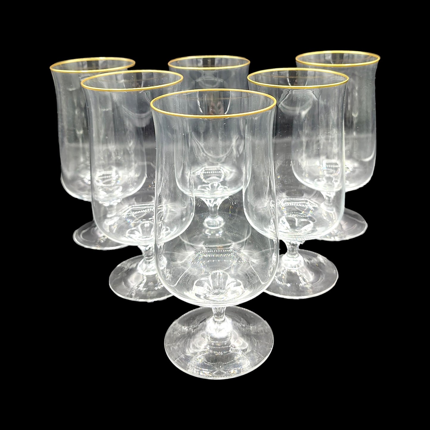 Set of 6 Water Glasses Gold Rimmed