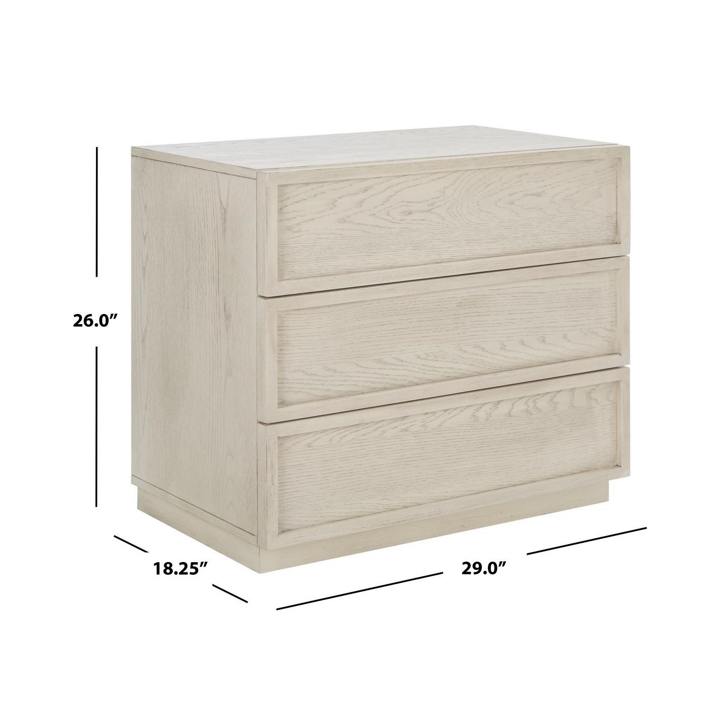 Zeus 3 Drawer Wood Chest in Creme