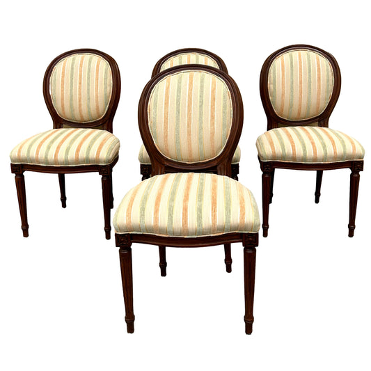 Set Of 4 French Style Oval Back Side Chairs