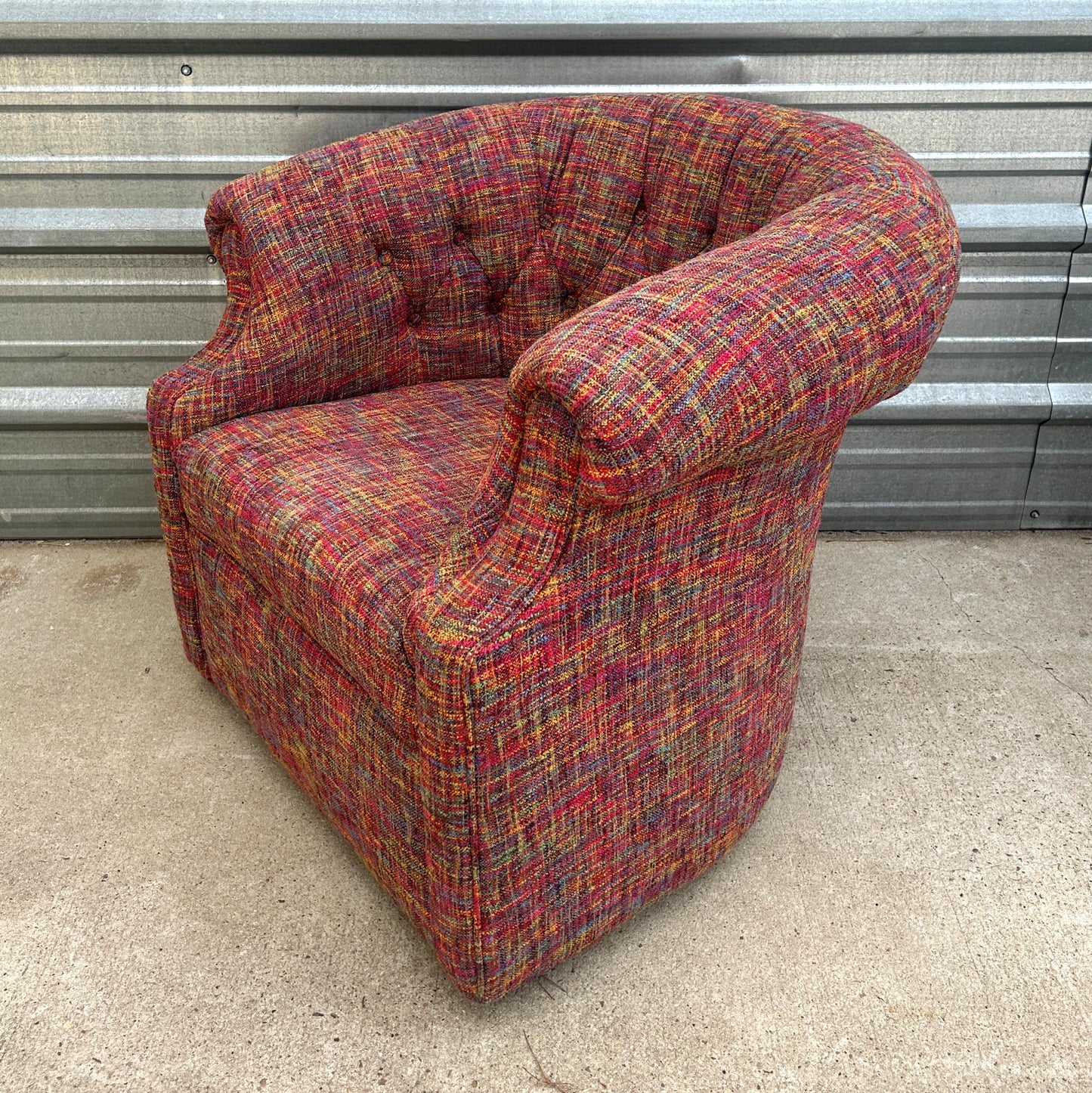 Vintage Upholstered Swivel Club Chair