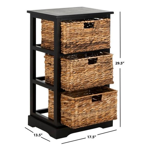 Halle 3 Wicker Basket Storage Side Table