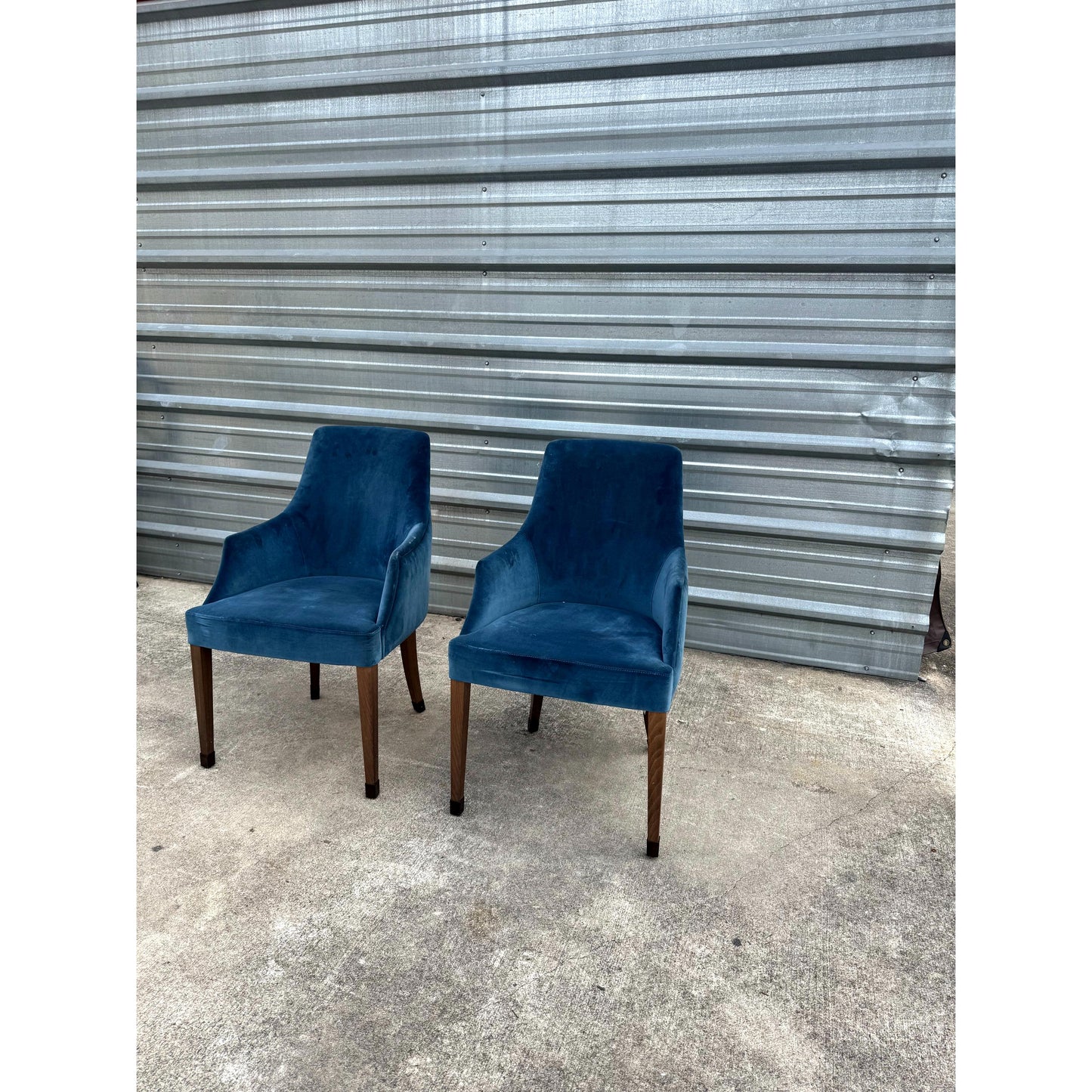 Pair of Blue Velvet Side Chairs